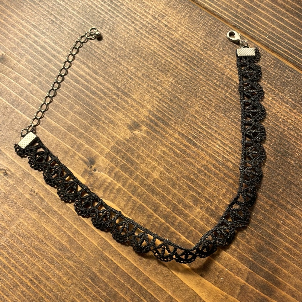 Black choker adjustable necklace